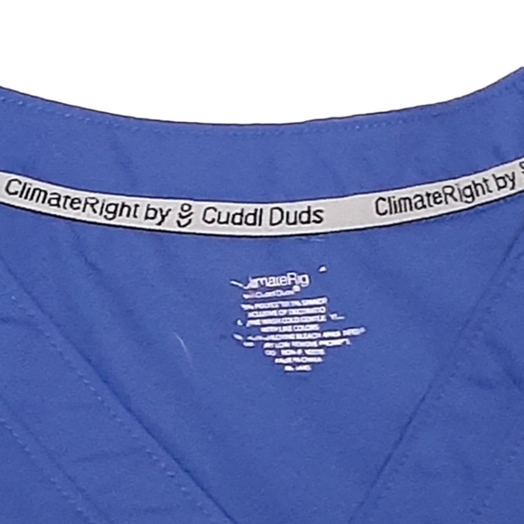 ClimateRight by Cuddl Duds Modern V-Neck Anti-Bacterial Blue Scrub Top S… - Picture 5 of 6